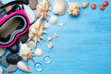 Deniz yıldızı ve kabukları ile dalış maske