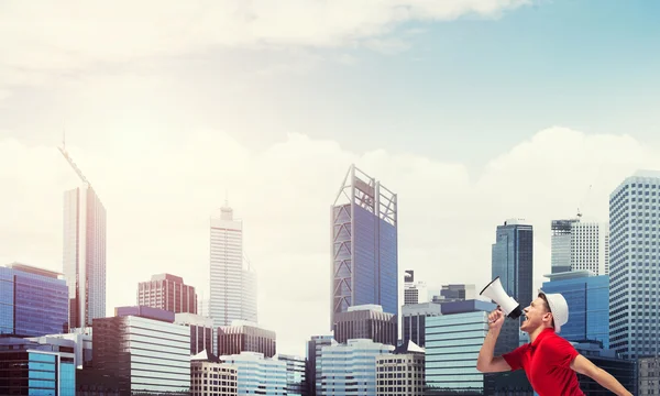 Guy making announcement — Stock Photo, Image