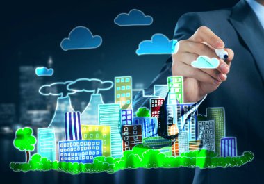 Mimari tasarımcısı fikirler çizer