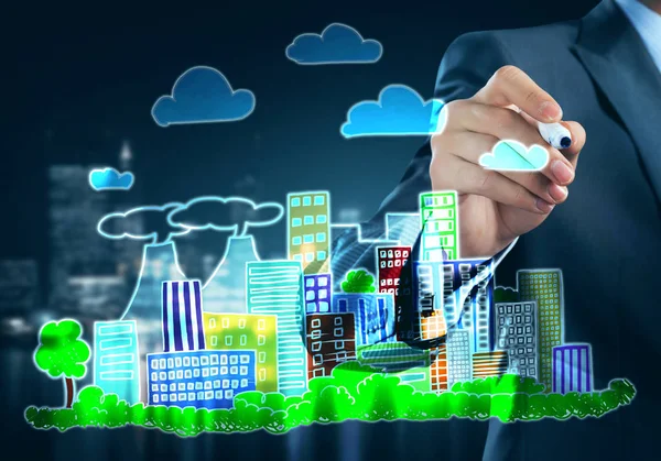 Mimari tasarımcısı fikirler çizer