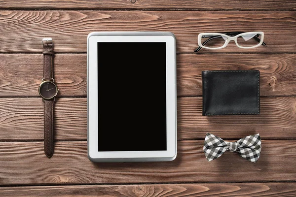 Hipster set on wooden table — Stock Photo, Image