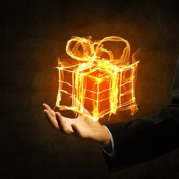 Fire gift box — Stock Photo, Image