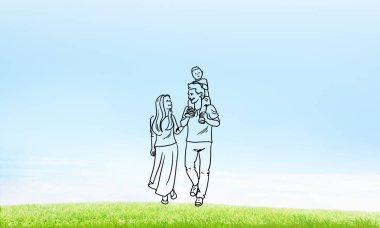 Elle çizilmiş mutlu aile 