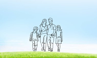 Elle çizilmiş mutlu aile 