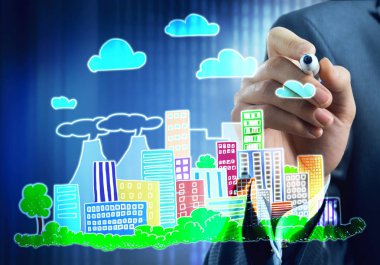 Mimari tasarımcısı fikirler çizer