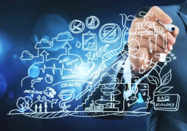 ekran ekoloji kavramı üzerinde çizim işadamı