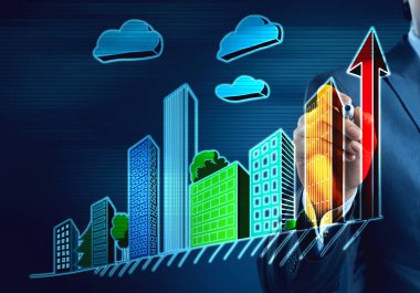 Mimari tasarımcısı fikirler çizer