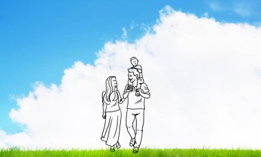 Elle çizilmiş mutlu aile 