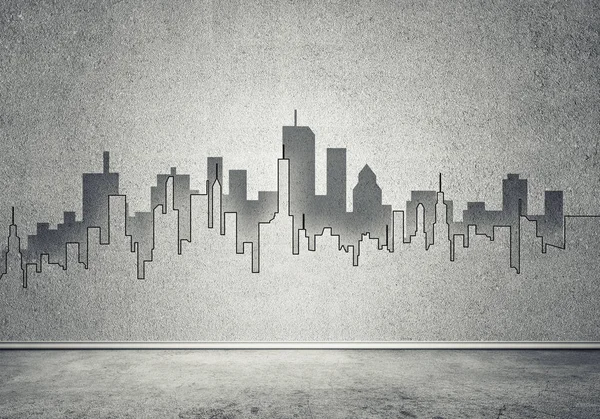 Silhouette der modernen Stadtlandschaft — Stockfoto