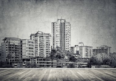 Modern şehir manzara siluet