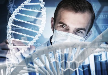 Yakışıklı bilim adamı araştırma yapma