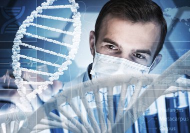 Yakışıklı bilim adamı araştırma yapma