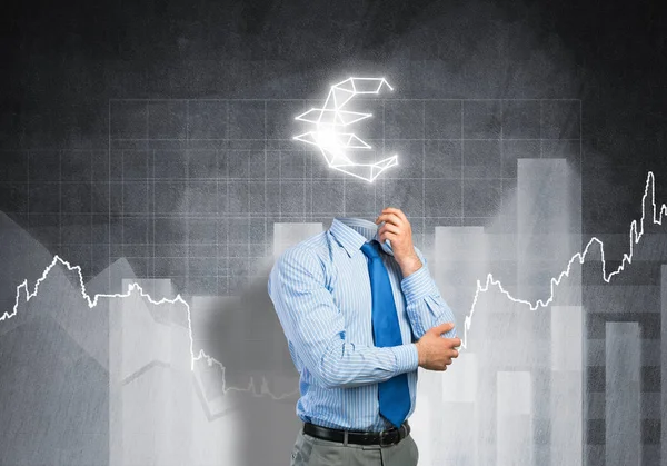 Faceless businessman with euro sign — Stock Photo, Image
