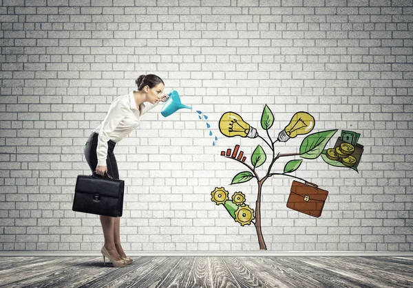 Businesswoman presenting investment — Stock Photo, Image