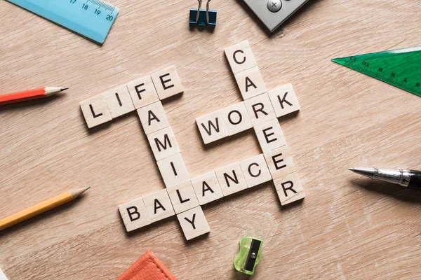 Slova rovnováhy v pracovním životě — Stock fotografie