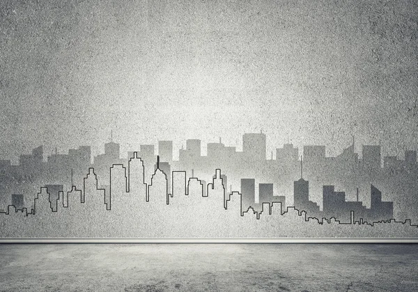 Silhouette der modernen Stadtlandschaft — Stockfoto