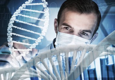 Yakışıklı bilim adamı araştırma yapma