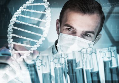 Yakışıklı bilim adamı araştırma yapma