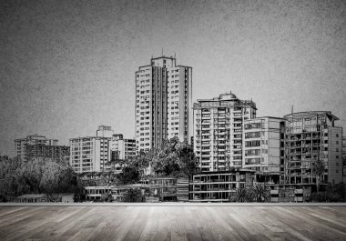 Modern şehir manzara siluet