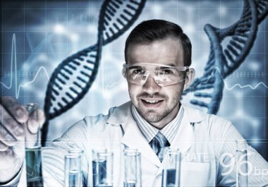 Yakışıklı bilim adamı araştırma yapma