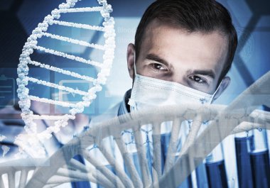 Yakışıklı bilim adamı araştırma yapma