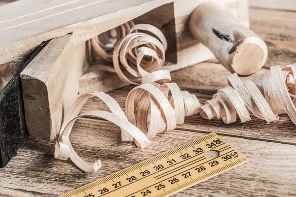Παλιά ξύλινα jointer χάρακα — Φωτογραφία Αρχείου