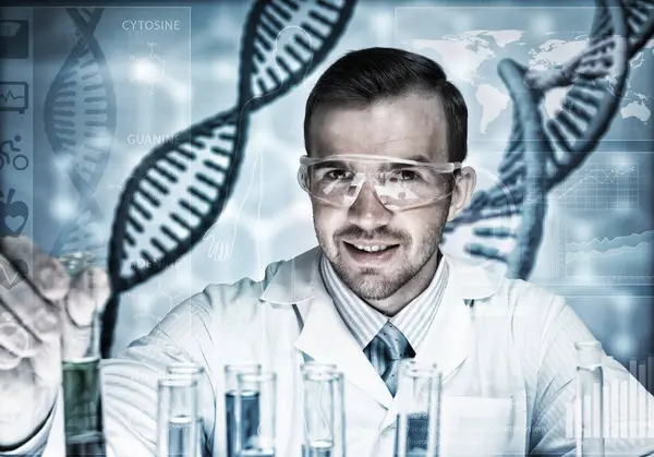 Científico guapo haciendo investigación — Foto de Stock