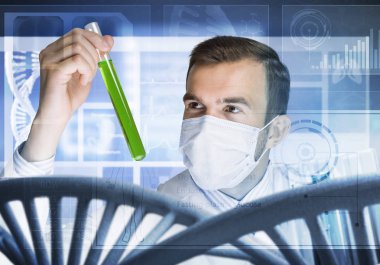 Yakışıklı bilim adamı araştırma yapma