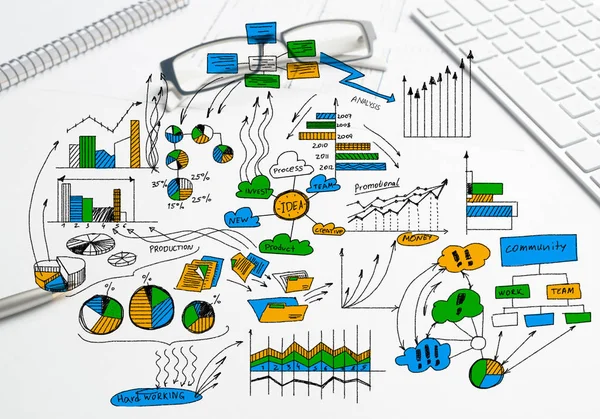 Skizze einer farbigen Geschäftsstrategie — Stockfoto