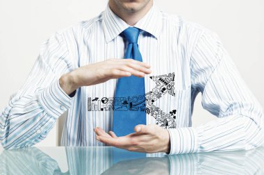 İşadamı koruyucu jest yapma