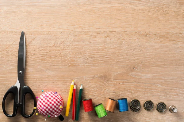 Sewing kit set on table — Stock Photo, Image