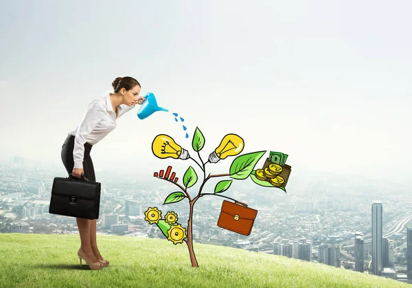 Businesswoman presenting investment — Stock Photo, Image