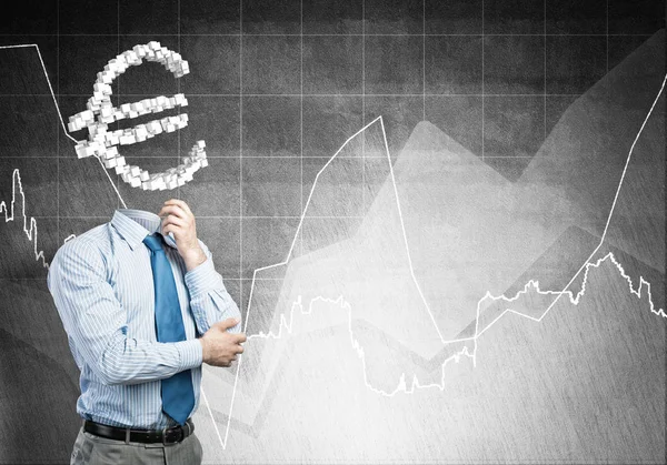 Faceless businessman with euro sign — Stock Photo, Image