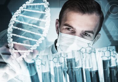 Yakışıklı bilim adamı araştırma yapma