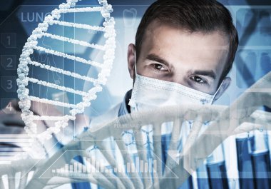 Yakışıklı bilim adamı araştırma yapma