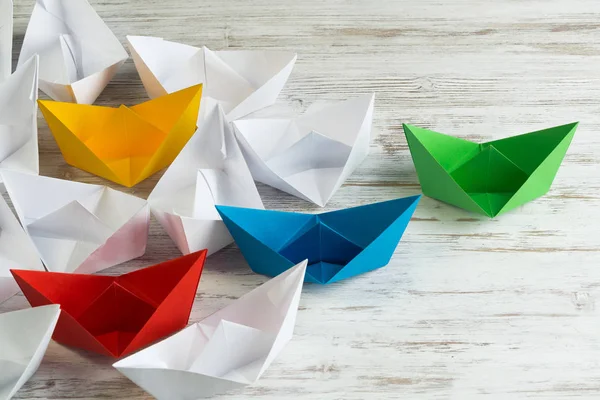 Conjunto de barcos de origami — Fotografia de Stock