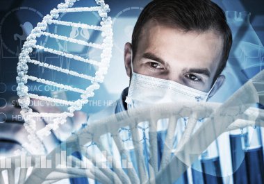 Yakışıklı bilim adamı araştırma yapma