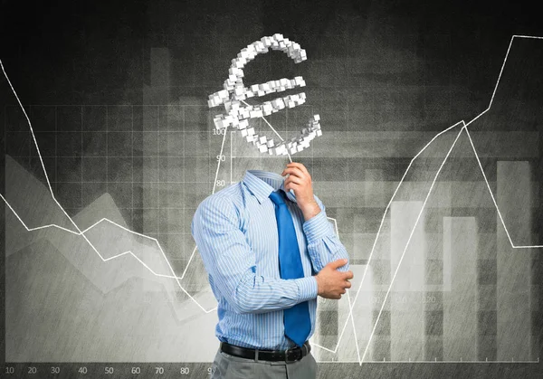 Empresario sin rostro con signo de euro —  Fotos de Stock