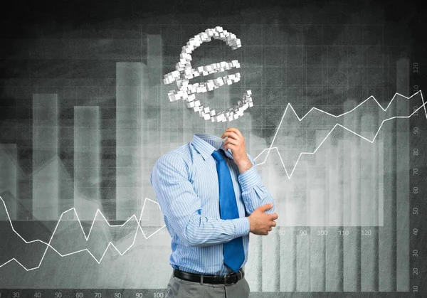 Faceless businessman with euro sign — Stock Photo, Image