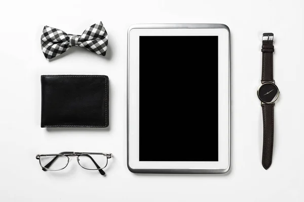 Mannen accessoires en tablet — Stockfoto