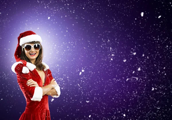 Santa girl in suit — Stock Photo, Image