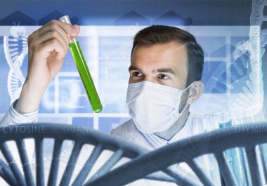 Yakışıklı bilim adamı araştırma yapma