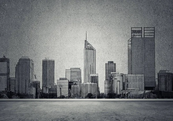 Silhouette der modernen Stadt — Stockfoto
