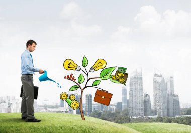 Yakışıklı işadamı yatırım sunulması  