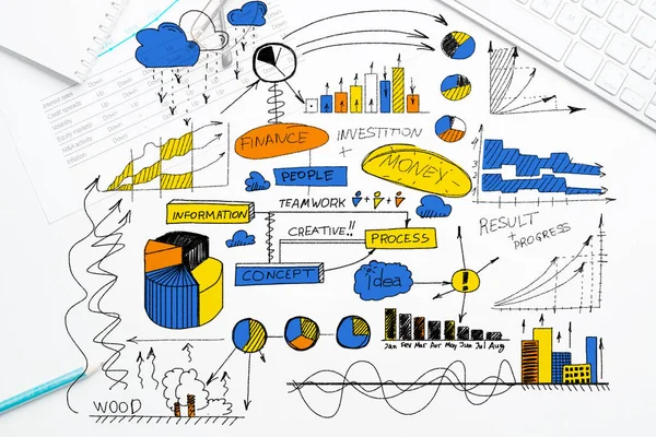 Skizze einer farbigen Geschäftsstrategie — Stockfoto