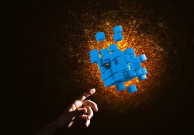 küp şekil tutan adam el