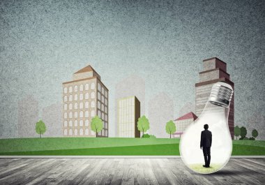 İşadamı ampul içinde bir