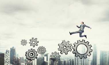 Yüksek atlama işadamı 