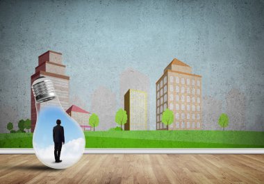 İşadamı ampul içinde bir