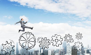 Yüksek atlama işadamı 